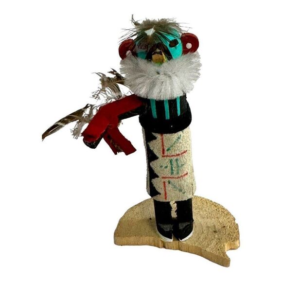 Hand-Painted Kachina Dolls Set Lot of 2 1- Signed R Grey Native Wood Figures SEE - Picture 7 of 16